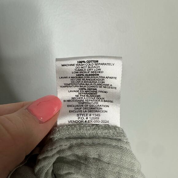 Salty‎ Lemon Women's Cotton Light Sage Green Drawstring Textured Shorts Size XL - Picture 5 of 5